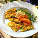 Grated Zucchini-Potato Pancake w/ Smoked Salmon & Apricot-Horseradish Sauce